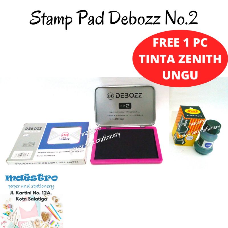 

Stamp Pad / Stampad Debozz No.2 FREE Tinta Zenith Ungu / Bak Stempel Murah