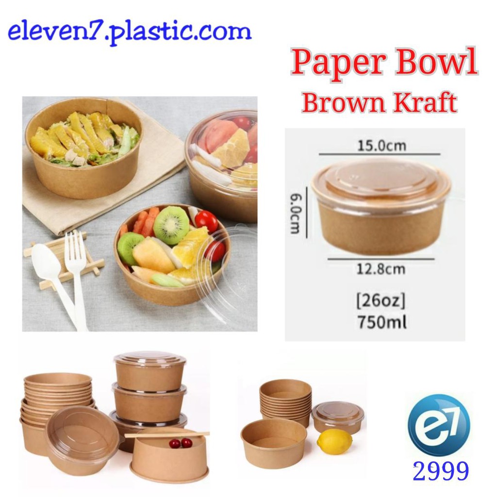 Paper Bowl Brown 750ml - Mangkok Kertas Kraft - 5pcs | Shopee Indonesia