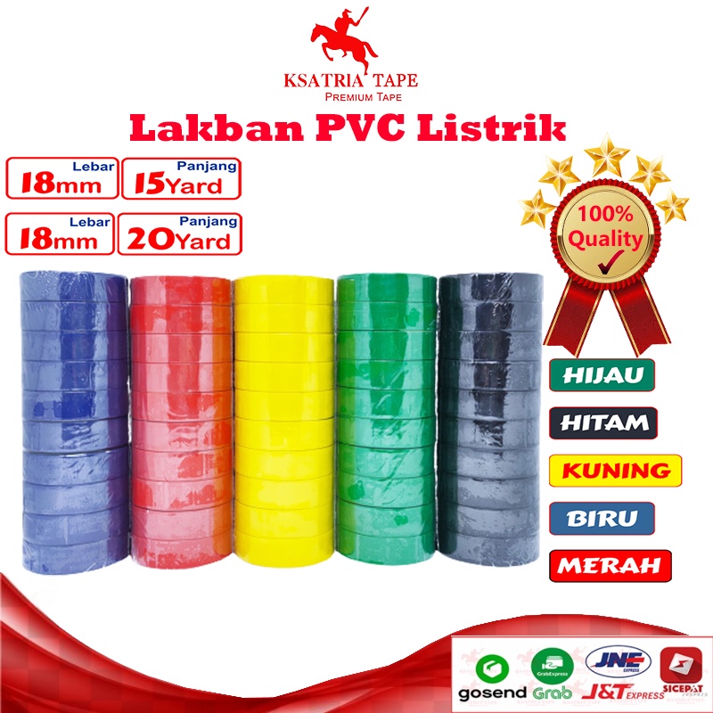 

Isolasi / Lakban / Solatip Listrik / Kabel Listrik PVC Dunia Packing 18MM X 15 – 20 Yard -Slop