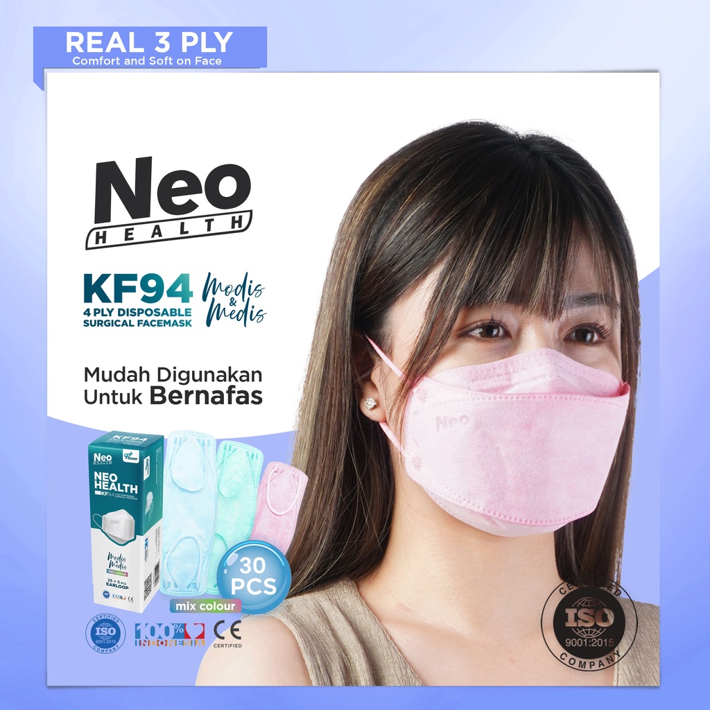 Neo - KF94 30’S Mask 4Ply Earloop Baby Colour filtrasi 97%