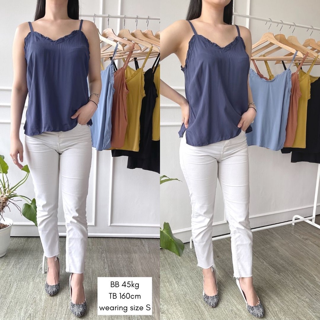 (BUY 3 = 99RB) Old Navy Cami Tanktop - Ruffle V-Neck Camisole Tank Top Wanita - Original Branded - PART 1-3