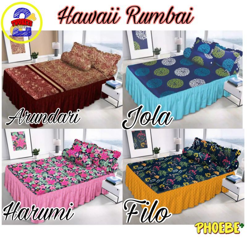 Sprei HAWAII 180x200 P3 RUMBAI - Ammi Alphabet Arundari Bella Breeze Delisa Filo Jola Vania - 180P3