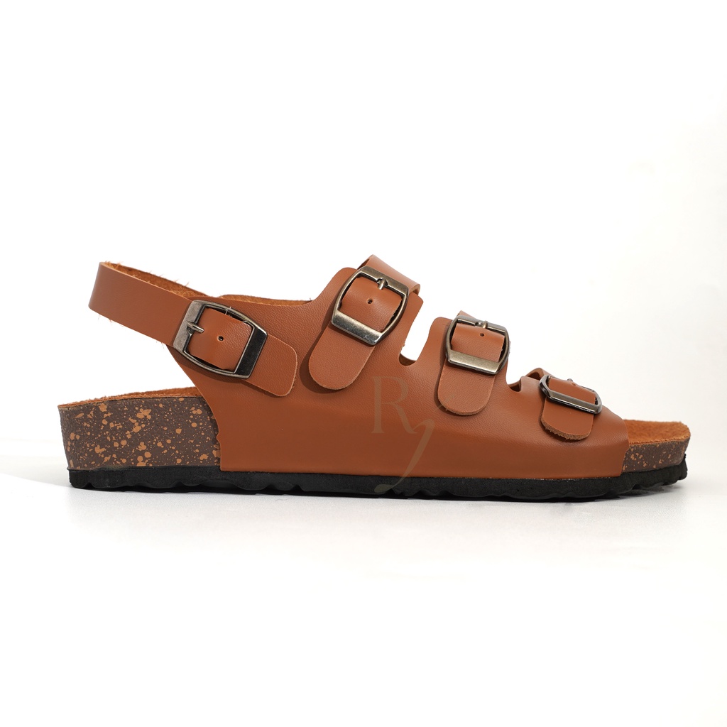 JEDDI [LT 503] Sandal Pria Wanita Selop Puyuh Sandal Kasual Kulit Sandal Selop Gesper Ban 3 Sendal Birken