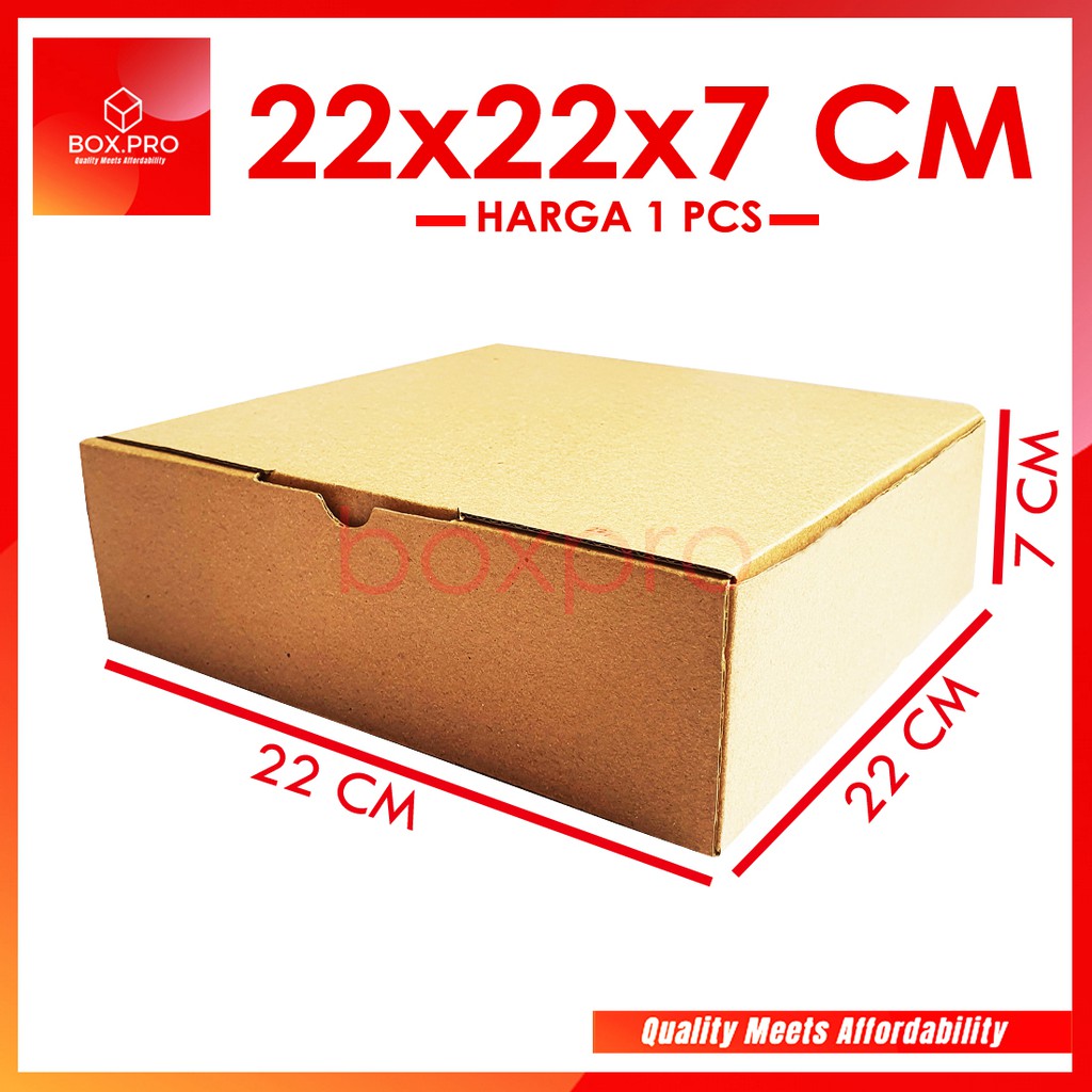 

Kardus Dus uk 22x22x7 cm (ECER) Die Cut Box Kotak Packing Aksesoris Baju Makanan Pizza Hijab Kue