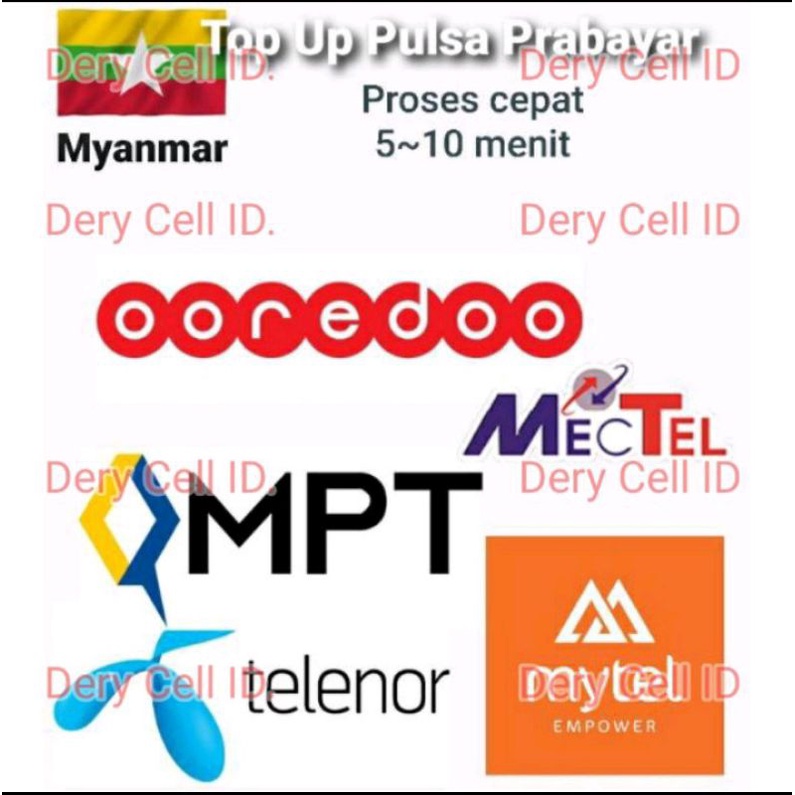 Pulsa Ooredoo Mectel Mytell MPT Telenor Myanmar