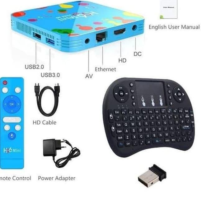 ➝T9T Paket H96 MINI Allwiner h6 dengan i8 mini Tv Box RAM 4GB ROM 128GB ✻  →