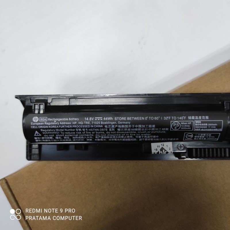 Baterai Laptop Original Hp Probook 450 G3 Series RI04 14.8v 2850mAh  44Wh