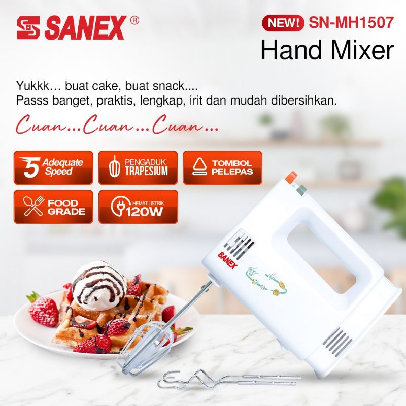 Sanex Hand Mixer 5 Speed / Pencampur Adonan Tangan SN-MH1507