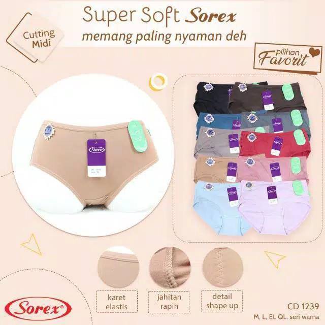 12 Pcs Celana Dalam Wanita SOREX 1239 Super Soft | Grosir CD Perempuan Dewasa Sguna Tali Kecil