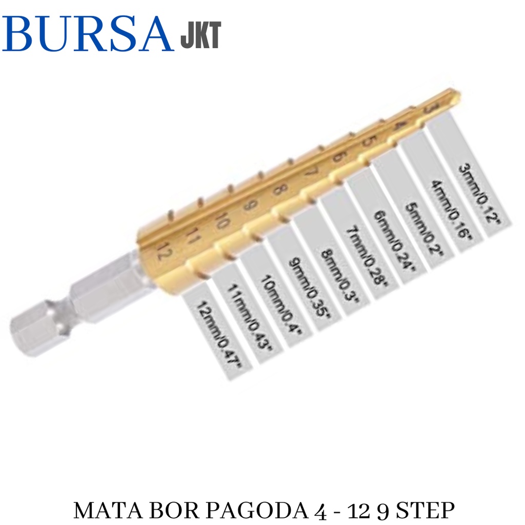 MATA BOR PAGODA STEP DRILL HSS 4 - 12 9 STEP KERUCUT