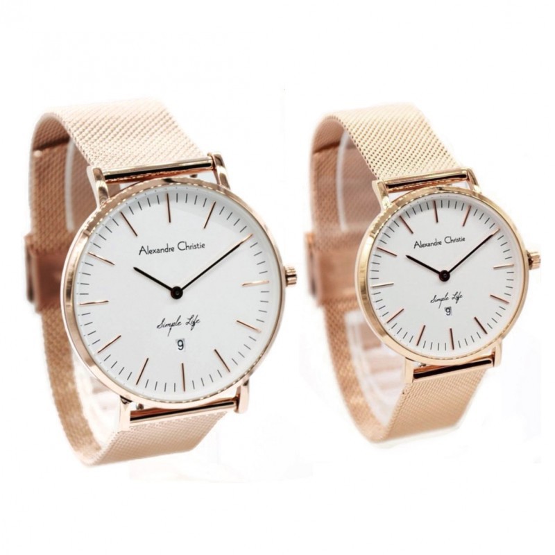 ALEXANDRE CHRISTIE AC 8566 ROSEGOLD WHITE COUPLE