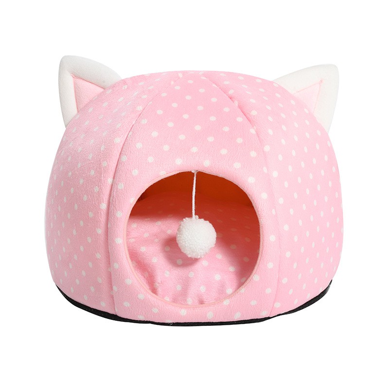 Rumah Tempat Tidur Kucing motif Pinky Cat + bantal