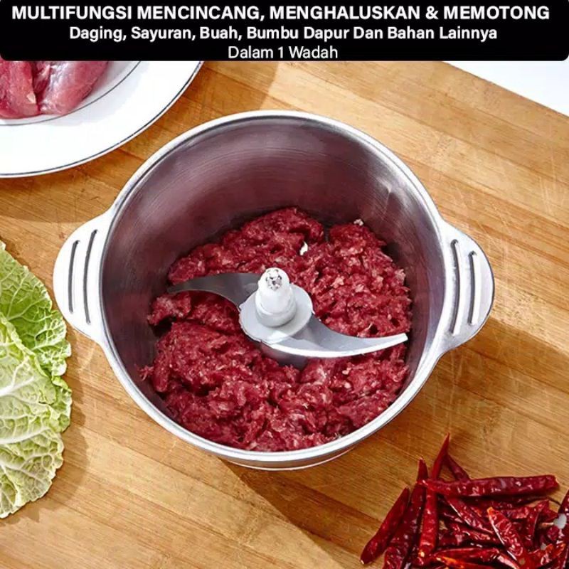 Blender Daging VIPOO V-6006 300W 3Liter Food Chopper Meat Grinder Alat Penggiling Daging Bumbu Sayur | FMS