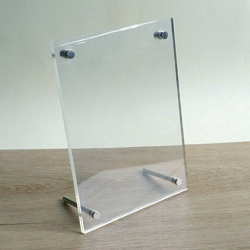 Frame Foto Akrilik A4 Acrylic Photo Table Top Bingkai Photo Stand Penyangga Kaki Metal Stainless Merk MC Marga Cipta