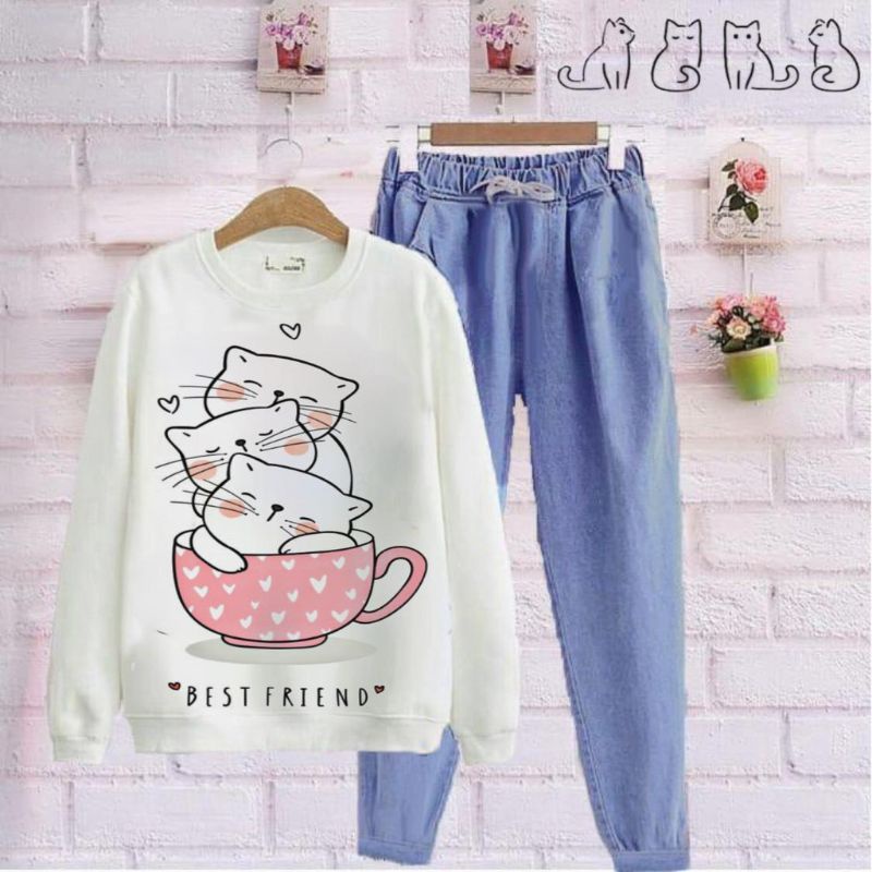 baju SETELAN KEKINIAN CANTIKA CANTIKA baju sweater SET wanita