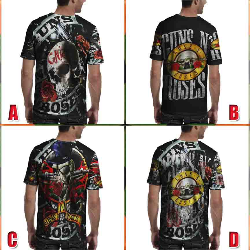 Fullprint Tshirt Bahan Polyester Guns N Roses Kaos Band Tshirt Full Print Polyester Dryfit Jersey