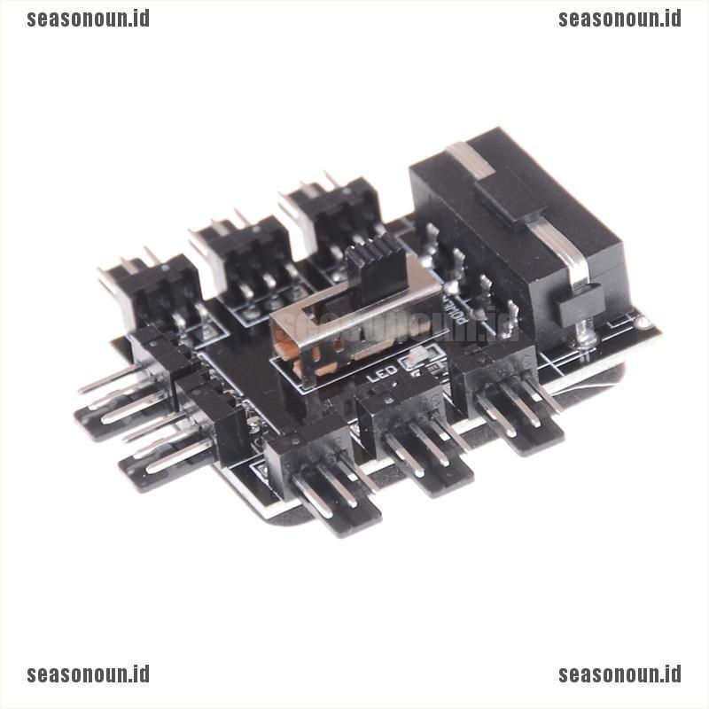 【un】New PC IDE Molex 1 To 8 Way Splitter 3-Pin Cooling Fan Hub Power Socket Ad