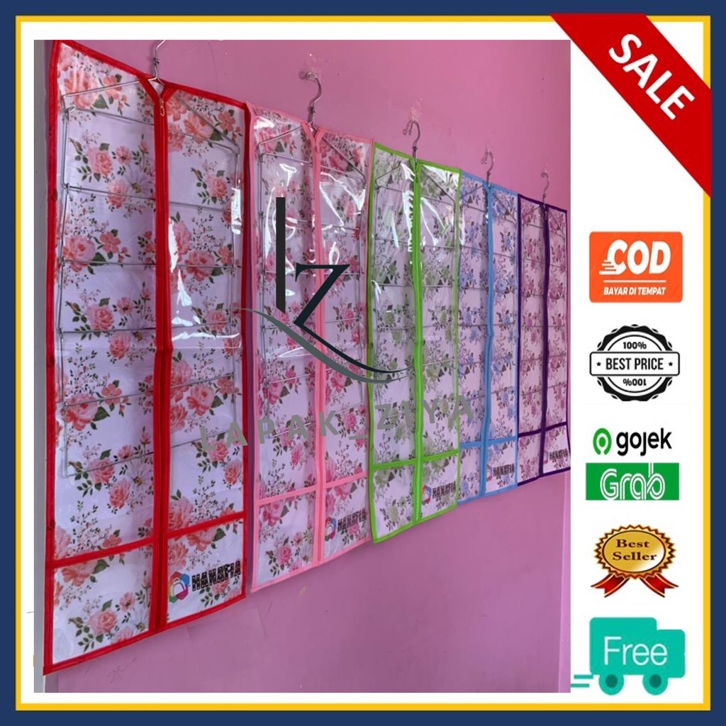 RAK JILBAB JUMBO MOTIF BUNGA | RAK HIJAB | TEMPAT HIJAB JUMBO GANTUNGAN PLUS HANGER | RAK KERUDUNG