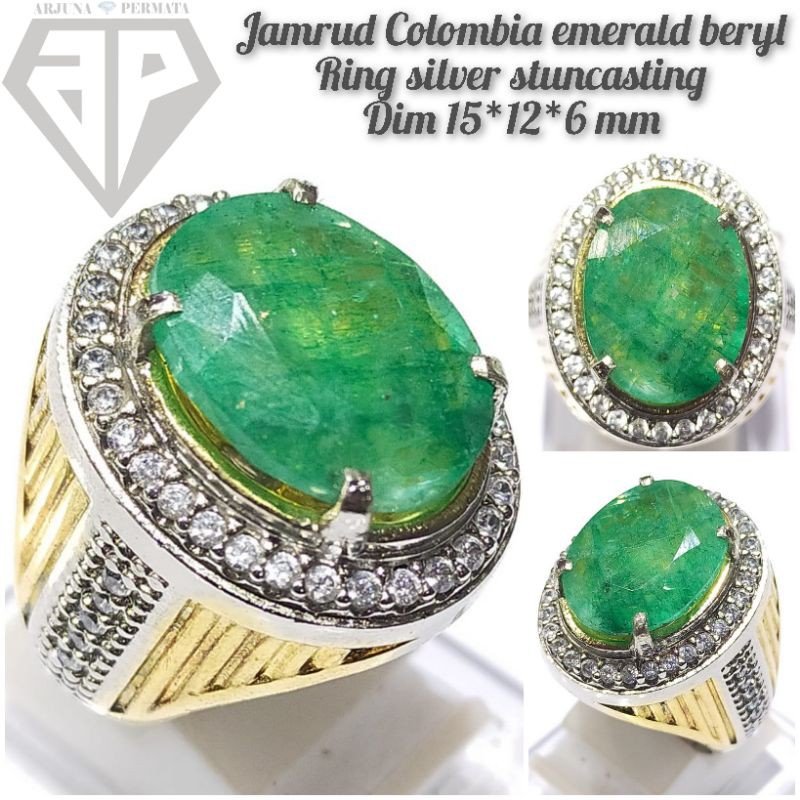 CINCIN BATU PERMATA JAMRUD COLOMBIA ASLI NATURAL