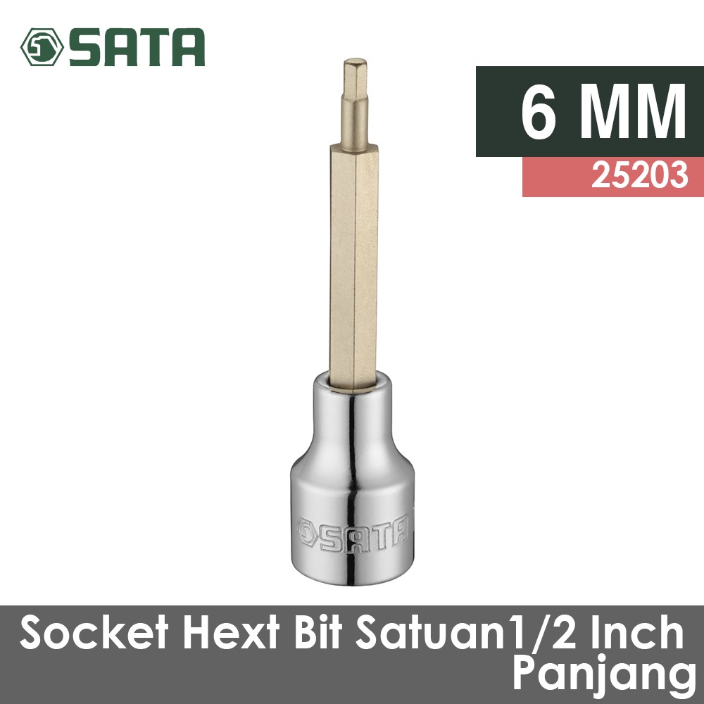 SATA Tools 25203 Deep Metric Long Hex Bit Sockets [1/2 Inch/ 6 mm]