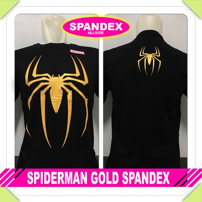 kaos baju distro superhero marvel SPIDERMAN GOLD - Hitam, L