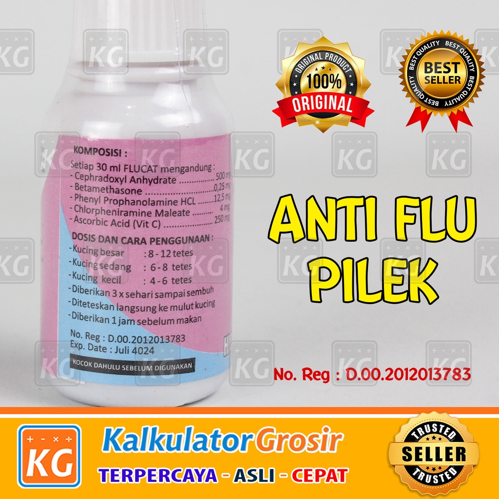 Flucat Drop 30ml Obat Flu Pilek Kucing Cat Kitten Flu Cat 30 ml Anti Iritasi Hidung Bersin