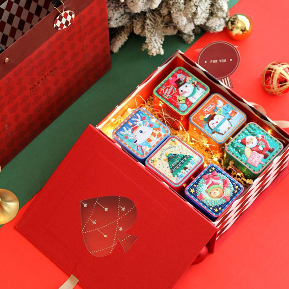 Solighter Tin Box 3D Relief Candy Organizer Dekorasi Natal Snowman Baking Christmas Gift Box