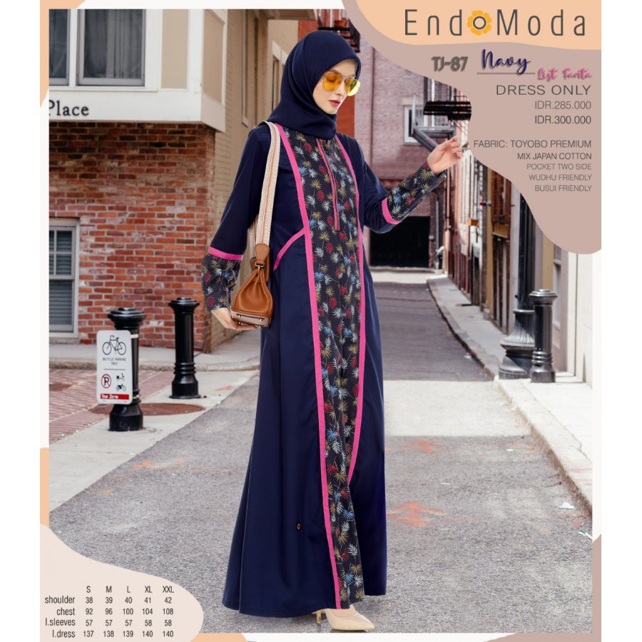 TERPOPULER Gamis Endomoda TJ 87 Navy list Fanta