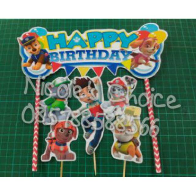 

Cake banner pawpartol Tusukan hiasan kue ulang tahun pemeriah pesta Birthday party