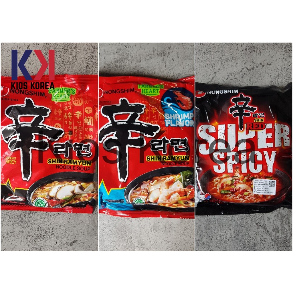 

Nongshim Shin Ramyun Ramyeon Spicy Mushroom / Shrimp / Super Spicy - Mie Instan Korea Halal