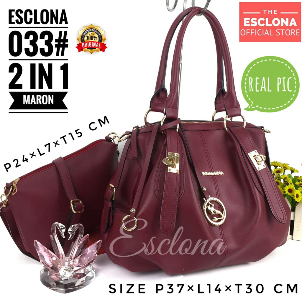 ESCLONA Tas Wanita Tas Selempang Fashion Hand Shoulder Bag Import Kuliah Kantor Kerja Terbaru 033