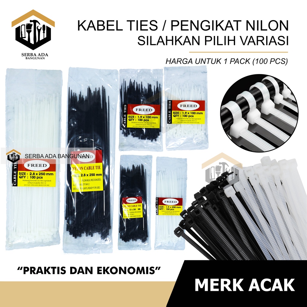 KABEL TIE TIES 10 15 20 25 30 CM / CABLE SERUT PENGIKAT LISTRIK (HARGA 1PAK@100PCS) WARNA KUAT RAPI