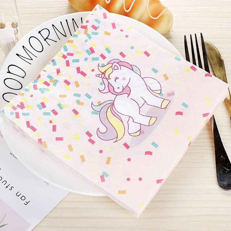 20Pcs Pink Unicorn Paper Napkin for Party Decoration Supplies