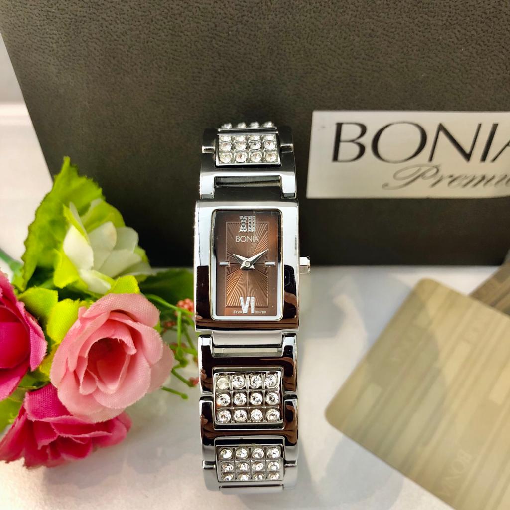 Limited Stock Jam Tangan Wanita Original Brand BONIA B769-2343 Ladies Watch Case Segi Material Case 