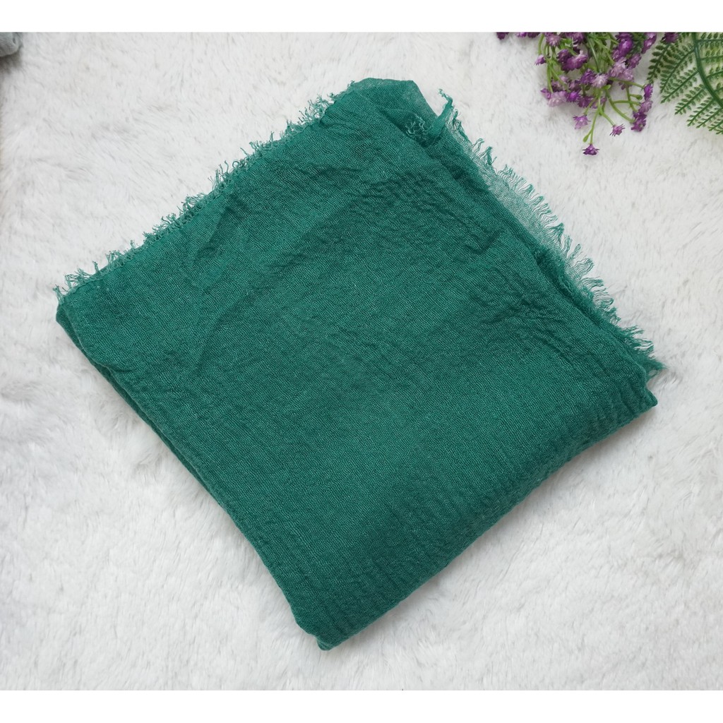 PASMINA CRINKLE MURAH SHAWL / HIJAB PASHMINA CRINKLE RAWIS KUSUT NEGRO SHAWL CRINCLE CRINCKLE IMPORT-F1-PINE GREEN