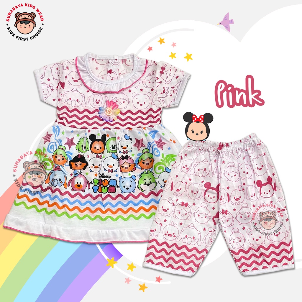 Setelan Kaos Anak Perempuan Motif Tsum - Tsum