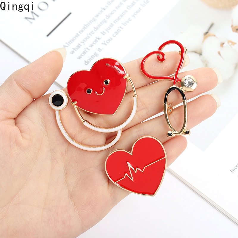 Bros Pin Enamel Bentuk Stetoskop Hati Electrocardiogram Untuk Hadiah Kelulusan