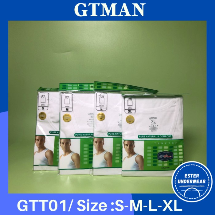 KAOS  SINGLET GTMAN GTT01 PUTIH ISI 1PCS BAHAN KATUN SERAP KERINGAT