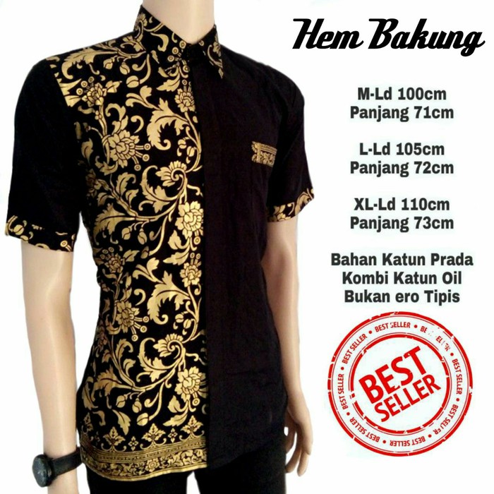 KEMEJA BATIK PRIA EXLUSIVE / BATIK KOKO / BAJU KOKO | BATIK PEKALONGAN - Emas- L