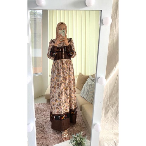 Raisa dress / Gamis rayon motif / Gamis kondangan /Larossa official