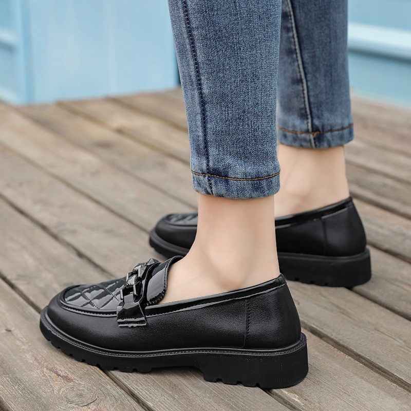 Sepatu Flat Shoes Wanita Kulit Korea Fashion Terbaru Sepatu Kantor Elegan Nyaman Bernapas Ringan