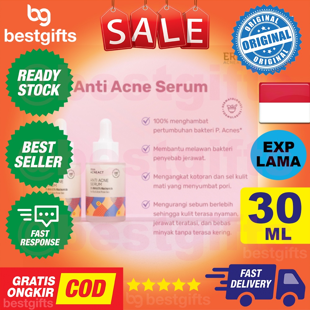 ERHA ACNEACT ANTI ACNE SERUM BHA NIACINAMIDE MENGHAMBAT PERTUMBUHAN BAKTERI JERAWAT KULIT MATI 30 ML