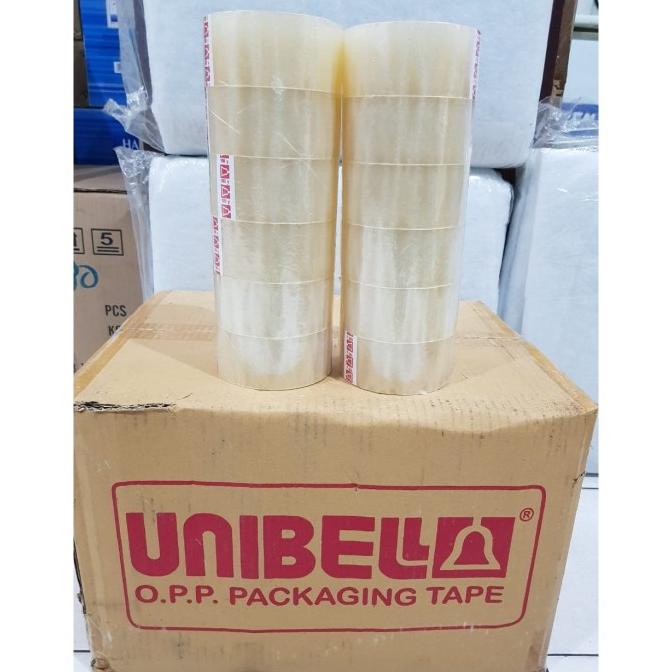 

Lakban Unibell 2 inch / 48mm x 100 yard (91 Meter) Bening Dus -72 Roll