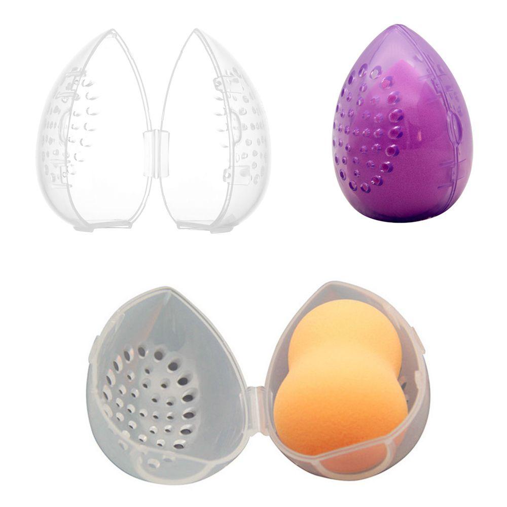 SUYO Tempat Pengering Powder Puff Plastik Kosong Anti Jamur Makeup Aksesoris Bentuk Telur Kotak Display Tempat Penyimpanan