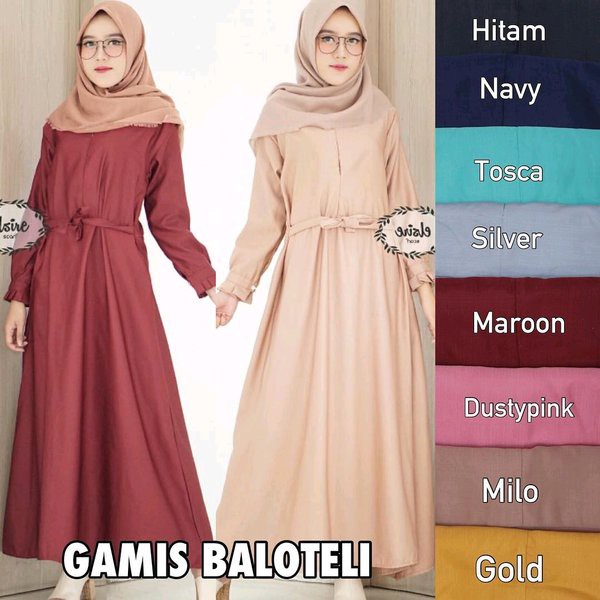 GAMIS POLOS BALOTELLI BUSUI - gamis kekinian balotelli lengan rempel