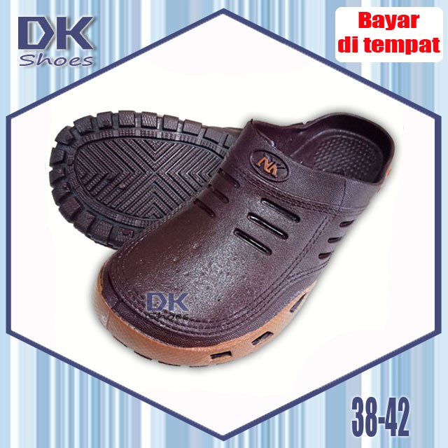 Nikko 38-42 / Sandal Sepatu Selop Bakpao Baim Karet PVC Laki-laki Coklat