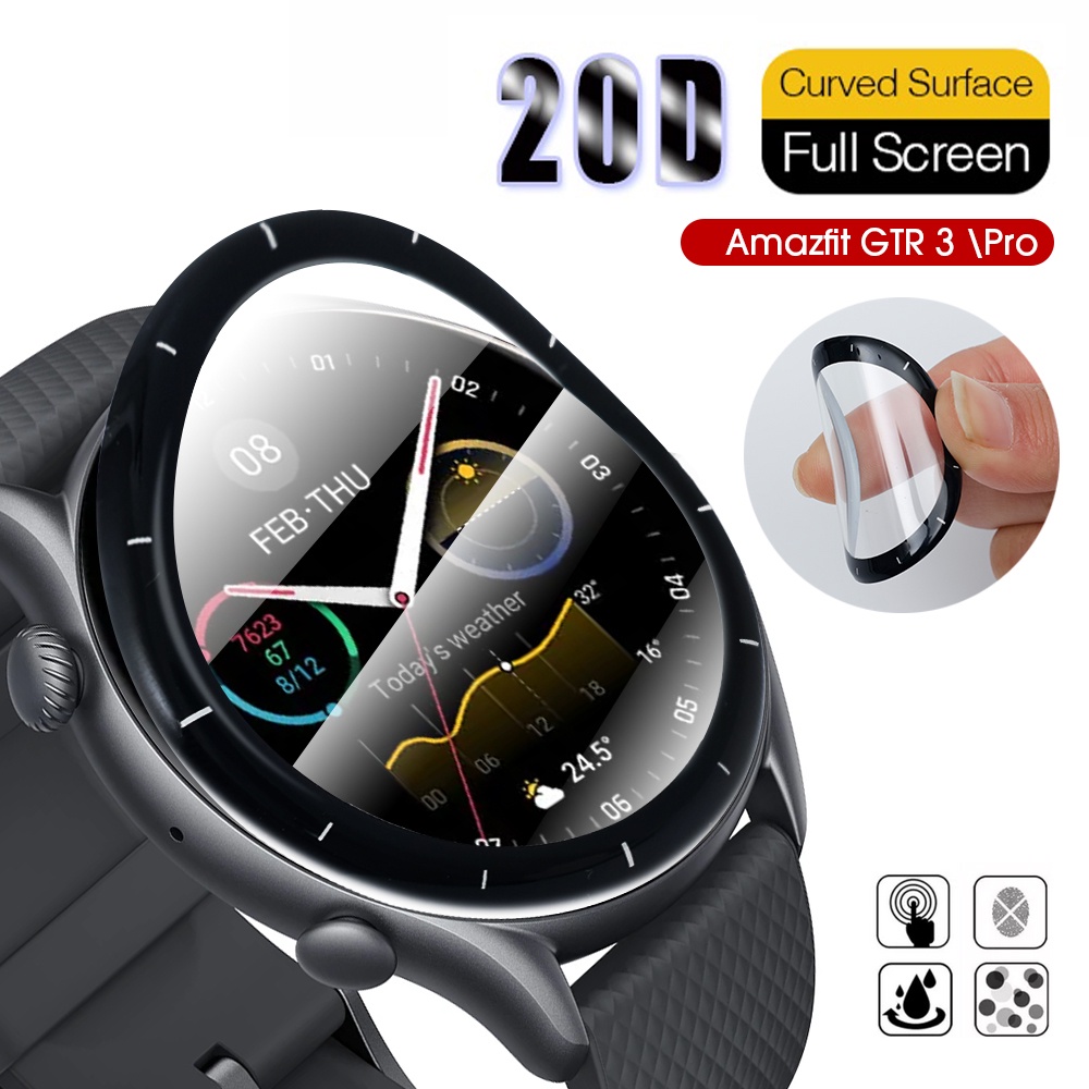 Film Pelindung Layar TPU 3D Curved HD Anti Gores Untuk Smartwatch Amazfit GTR 3 Series