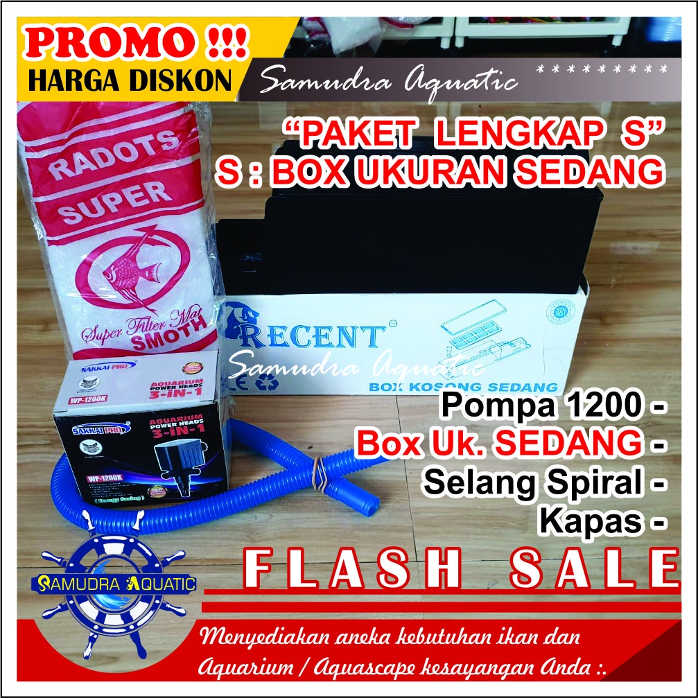 PAKET LENGKAP (S) SEDANG 1200 Top Filter Aquarium SEDANG dan Pompa 1200 / FREE BUBLE /  Recent / Sakkai / Kyoto