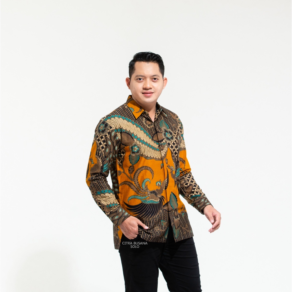 MESEM KAMULYAN KUNING Kemeja Batik Pria Full Furing Bahan Katun Primisima