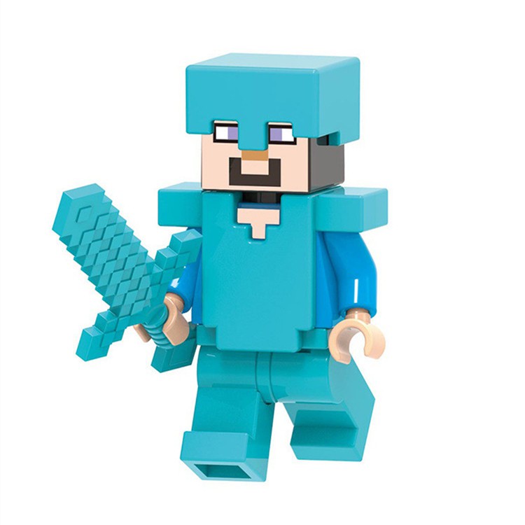 1pc Mainan Balok Bangunan Karakter Game Minecraft Steve Creeper Zombie Untuk Anak Laki-Laki